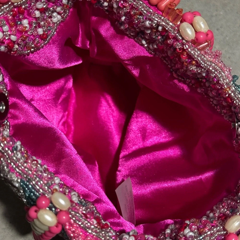 T.J.Maxx Beaded Fringe Shoulder Bag - Pink, Purple, Teal, Coral, White - Picture 6 of 6